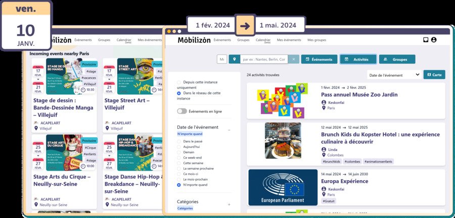 Mobilizon screenshot&nbsp;: Events and activities